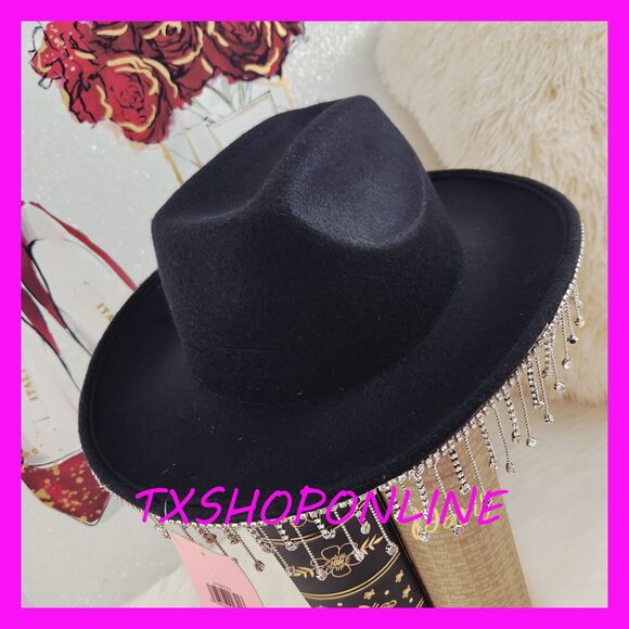 ??{Juicy Couture)Black cowgirl hat embellished rhinestone??NEW